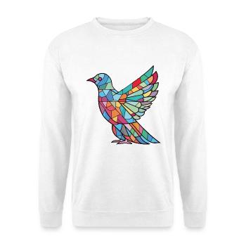 Taube Buntes Aquarell Tier Haustier Illustration - Unisex Pullover - Weiß - Vorne - Alina (178cm) & Michal (187cm)