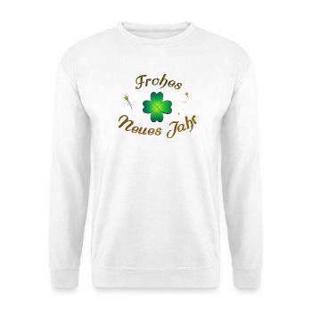Frohes Neues frohes neues Jahr Neujahr - Unisex Pullover - Weiß - Vorne - Alina (178cm) & Michal (187cm)