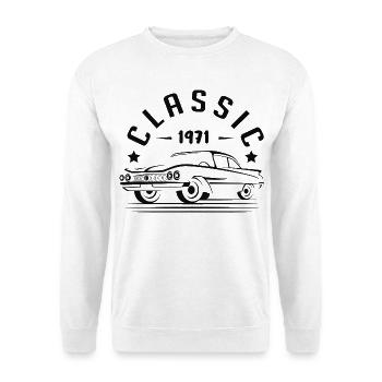 Klassisch 1971 aus dem Jahr 1971 - Unisex Pullover - Weiß - Vorne - Alina (178cm) & Michal (187cm)