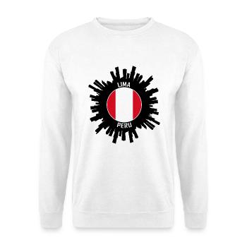 Lima Skyline Peru Flagge Reisesouvenir - Unisex Pullover - Weiß - Vorne - Alina (178cm) & Michal (187cm)