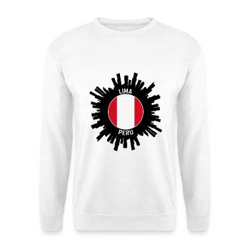 Lima Skyline Peru Flagge Reisesouvenir - Unisex Pullover - Weiß - Vorne - Alina (178cm) & Michal (187cm)