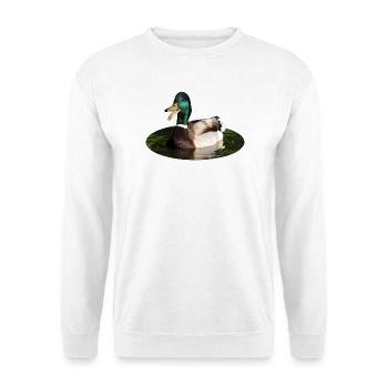 Stockente Ente - Unisex Pullover - Weiß - Vorne - Alina (178cm) & Michal (187cm)