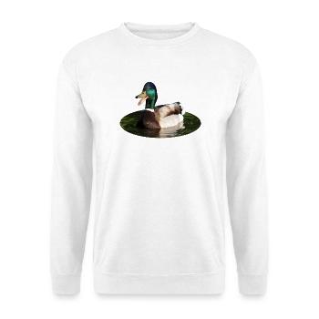 Stockente Ente - Unisex Pullover - Weiß - Vorne - Alina (178cm) & Michal (187cm)