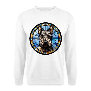 Schottischer Terrier Hunderasse Aquarellglas - Unisex Pullover - Weiß - Vorne - Alina (178cm) & Michal (187cm)
