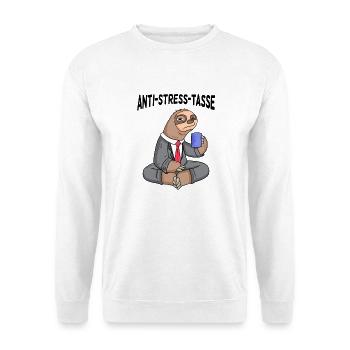 Anti Stress Tasse Faultier Kaffee Büroleben - Unisex Pullover - Weiß - Vorne