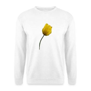 gelber Mohn Klatschmohn Mohnblume - Unisex Pullover - Weiß - Vorne - Alina (178cm) & Michal (187cm)