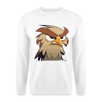Lustige Adlerkopf Cartoon Illustration - Unisex Pullover - Weiß - Vorne - Alina (178cm) & Michal (187cm)