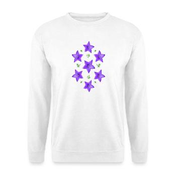 lila Blume - Glockenblume - Unisex Pullover - Weiß - Vorne - Alina (178cm) & Michal (187cm)