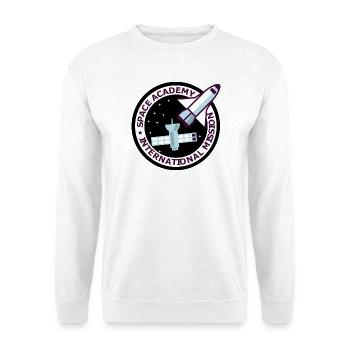 Space Academy International Vintage schwarz - Unisex Pullover - Weiß - Vorne - Alina (178cm) & Michal (187cm)