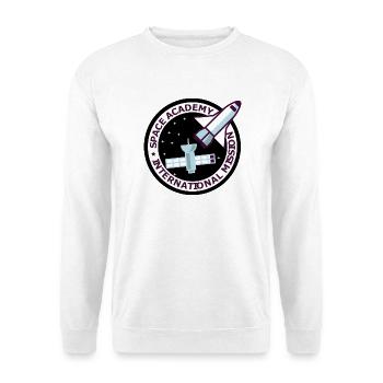 Space Academy International Vintage schwarz - Unisex Pullover - Weiß - Vorne - Alina (178cm) & Michal (187cm)