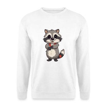 Waschbär-Karikatur-Kawaii-Aquarell-Illustration - Unisex Pullover - Weiß - Vorne - Alina (178cm) & Michal (187cm)