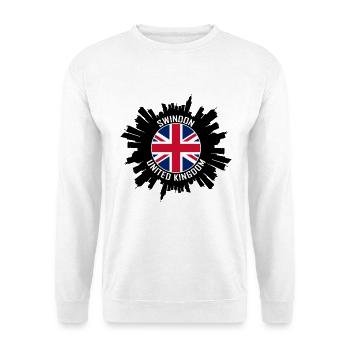 Swindon Skyline UK Flagge Reise-Souvenir - Unisex Pullover - Weiß - Vorne - Alina (178cm) & Michal (187cm)