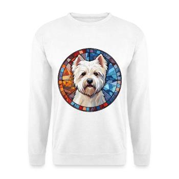 West Highland White Terrier Hunderasse Aquarell G - Unisex Pullover - Weiß - Vorne - Alina (178cm) & Michal (187cm)