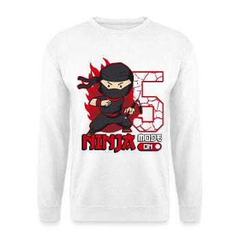 5. Geburtstag Ninja Mode On Junge 5 Jahre alt - Unisex Pullover - Weiß - Vorne - Alina (178cm) & Michal (187cm)