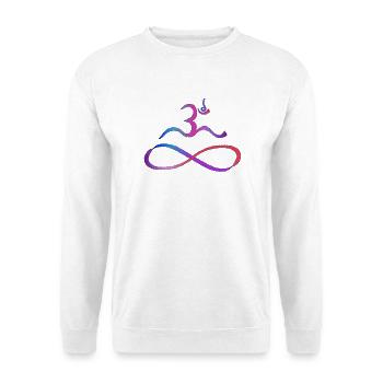 Aum mit Lemniskate dunkle Kontur - Unisex Pullover - Weiß - Vorne - Alina (178cm) & Michal (187cm)