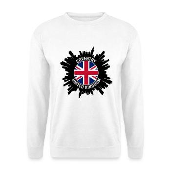 Coventry Skyline UK Flagge Reisesouvenir - Unisex Pullover - Weiß - Vorne - Alina (178cm) & Michal (187cm)