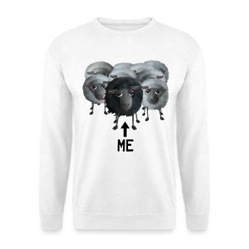 Schwarzes Schaf - Me Pfeil in der Herde - Unisex Pullover - Weiß - Vorne - Alina (178cm) & Michal (187cm)