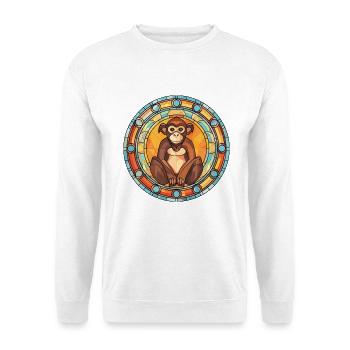 Affe buntes Aquarell Tier Haustier Illustration - Unisex Pullover - Weiß - Vorne - Alina (178cm) & Michal (187cm)