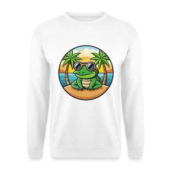 Frosch Lustige Cartoon Sommer Strand Sonnenbrille Aufkleber - Unisex Pullover - Weiß - Vorne - Alina (178cm) & Michal (187cm)