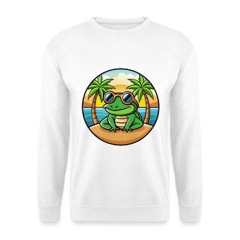Frosch Lustige Cartoon Sommer Strand Sonnenbrille Aufkleber - Unisex Pullover - Weiß - Vorne - Alina (178cm) & Michal (187cm)