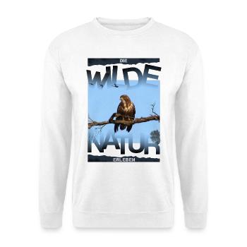 wilde Natur Bussard - Unisex Pullover - Weiß - Vorne - Alina (178cm) & Michal (187cm)