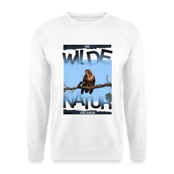 wilde Natur Bussard - Unisex Pullover - Weiß - Vorne - Alina (178cm) & Michal (187cm)