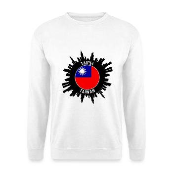 Taipeh Skyline Taiwan Flagge Reise Souvenir - Unisex Pullover - Weiß - Vorne - Alina (178cm) & Michal (187cm)
