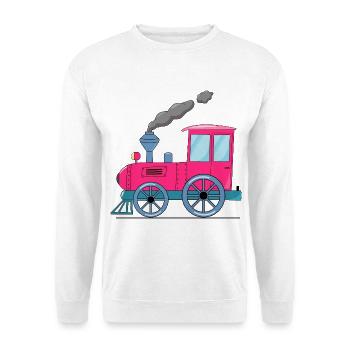 Kinderzug Eisenbahn pink - Unisex Pullover - Weiß - Vorne