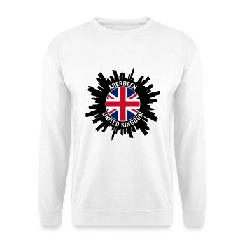 Aberdeen Skyline UK Flagge Reise-Souvenir - Unisex Pullover - Weiß - Vorne - Alina (178cm) & Michal (187cm)