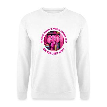 Rosa Elefant in meinem Schrank - Unisex Pullover - Weiß - Vorne - Alina (178cm) & Michal (187cm)
