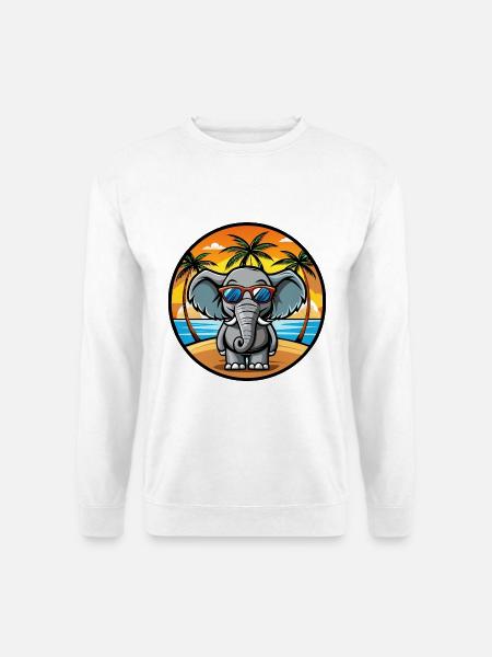 Lunettes de soleil de plage d’été de dessin animé drôle d’éléphant - Sweat-shirt Unisexe - blanc
