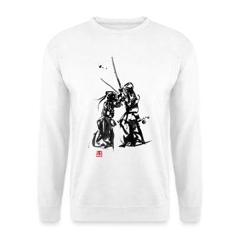 Kendo, eine Kampfkunst aus Japan - Unisex Pullover - Weiß - Vorne - Alina (178cm) & Michal (187cm)