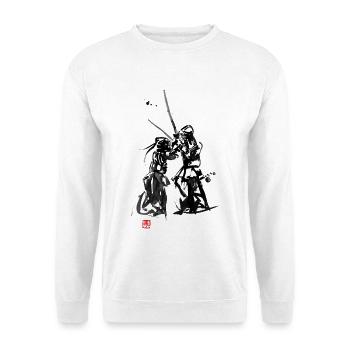 Kendo, eine Kampfkunst aus Japan - Unisex Pullover - Weiß - Vorne - Alina (178cm) & Michal (187cm)