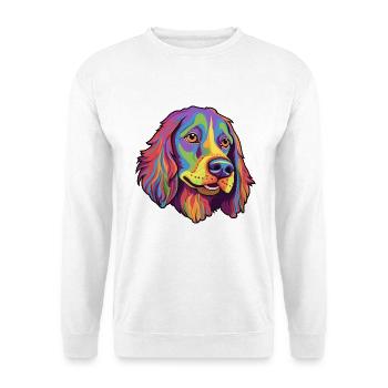 Deutsch Langhaar Vorstehhund Rasse Cartoon Kawaii - Unisex Pullover - Weiß - Vorne - Alina (178cm) & Michal (187cm)