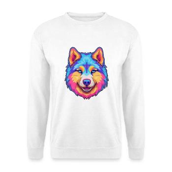 Alaska Malamute Hunderasse Cartoon Kawaii Illustration - Unisex Pullover - Weiß - Vorne - Alina (178cm) & Michal (187cm)