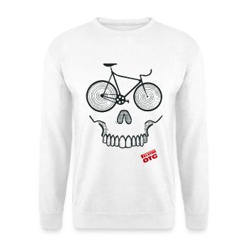 skull cyclist - Unisex Pullover - Weiß - Vorne - Alina (178cm) & Michal (187cm)
