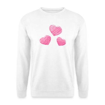 RUHESTAND. ALLES GUTE FÜR DEN RUHESTAND. ALLES GUTE FÜR DEN RUHESTAND. HERZ - Unisex Pullover - Weiß - Vorne - Alina (178cm) & Michal (187cm)