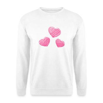 RUHESTAND. ALLES GUTE FÜR DEN RUHESTAND. ALLES GUTE FÜR DEN RUHESTAND. HERZ - Unisex Pullover - Weiß - Vorne - Alina (178cm) & Michal (187cm)