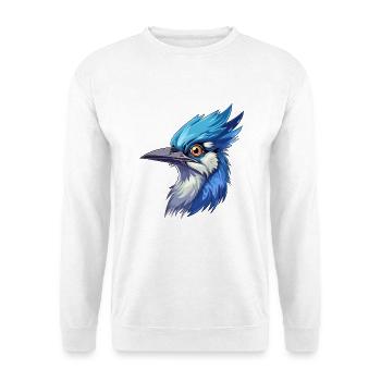 Blauer Eichelhäher Buntes Aquarell Cartoon Kawaii Tier - Unisex Pullover - Weiß - Vorne - Alina (178cm) & Michal (187cm)