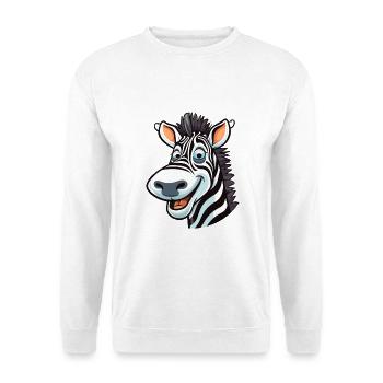 Zebra-Cartoon-Kawaii-Aquarellillustration - Unisex Pullover - Weiß - Vorne - Alina (178cm) & Michal (187cm)