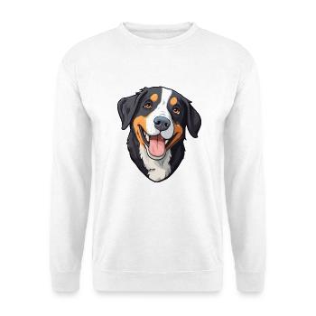 Große Schweizer Sennenhundrasse Aquarell Cartoo - Unisex Pullover - Weiß - Vorne - Alina (178cm) & Michal (187cm)