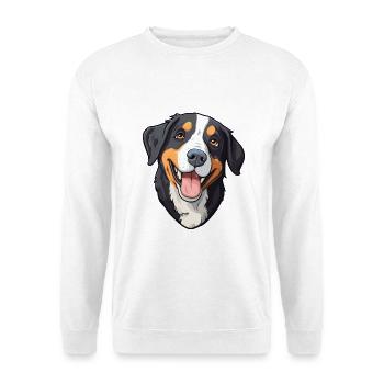 Große Schweizer Sennenhundrasse Aquarell Cartoo - Unisex Pullover - Weiß - Vorne - Alina (178cm) & Michal (187cm)