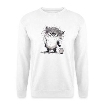 Grantige Katze - Unisex Pullover - Weiß - Vorne - Alina (178cm) & Michal (187cm)