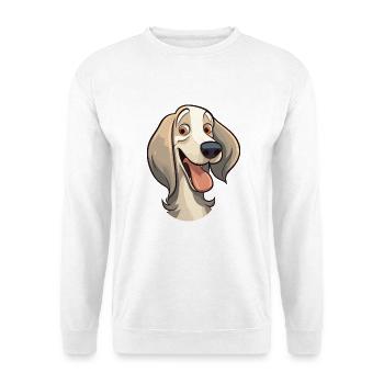 Saluki Hund Rasse Aquarell Cartoon Kawaii Clipart - Unisex Pullover - Weiß - Vorne - Alina (178cm) & Michal (187cm)