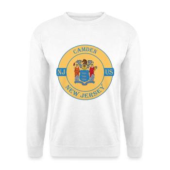 Camden New Jersey Flagge USA Reise Souvenir Abzeichen - Unisex Pullover - Weiß - Vorne - Alina (178cm) & Michal (187cm)