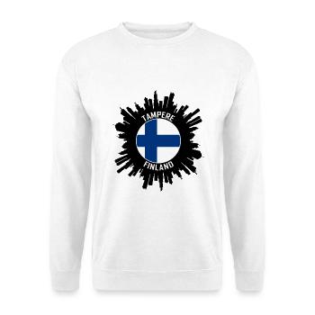 Tampere Skyline Finnland Flagge Reise-Souvenir - Unisex Pullover - Weiß - Vorne - Alina (178cm) & Michal (187cm)