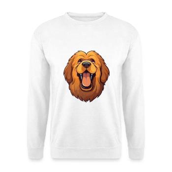 Tibetischer Mastiff Hunderasse Aquarell Karikatur Kawai - Unisex Pullover - Weiß - Vorne - Alina (178cm) & Michal (187cm)