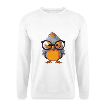 Kuckuck trägt Brille Karikatur Kawaii Illustration - Unisex Pullover - Weiß - Vorne - Alina (178cm) & Michal (187cm)