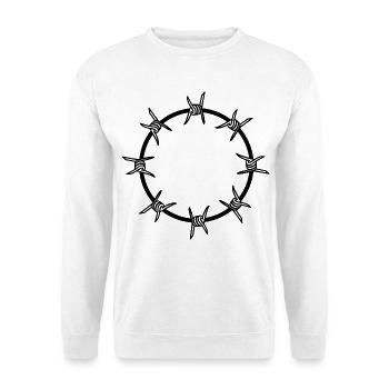Stacheldraht Kreis Kreisform - Unisex Pullover - Weiß - Vorne - Alina (178cm) & Michal (187cm)