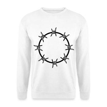 Stacheldraht Kreis Kreisform - Unisex Pullover - Weiß - Vorne - Alina (178cm) & Michal (187cm)